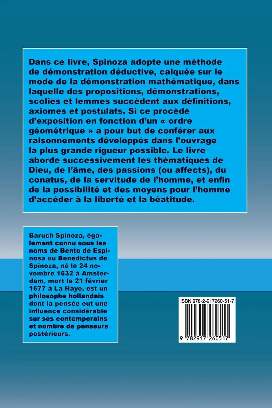 Rückseite: 9782917260517 | L'Éthique | Baruch Spinoza | Taschenbuch | Französisch | 2019