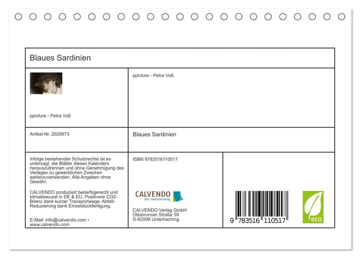 Bild: 9783516110517 | Blaues Sardinien (Tischkalender 2026 DIN A5 quer), CALVENDO...