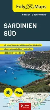 Cover: 9783965990517 | FolyMaps Sardinien Süd | Straßen- und Tourenkarte 1:250 000 | Deutsch