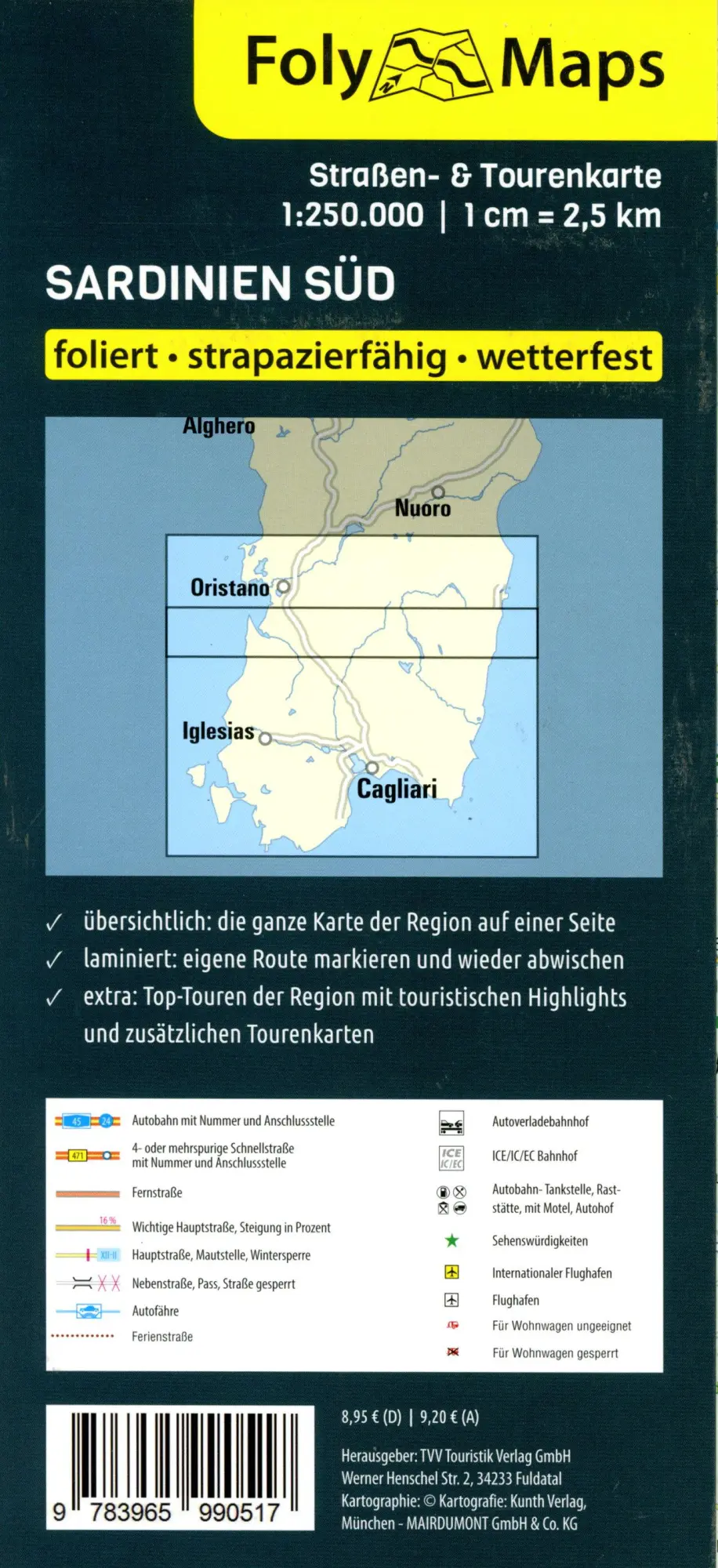 Bild: 9783965990517 | FolyMaps Sardinien Süd | Straßen- und Tourenkarte 1:250 000 | Deutsch