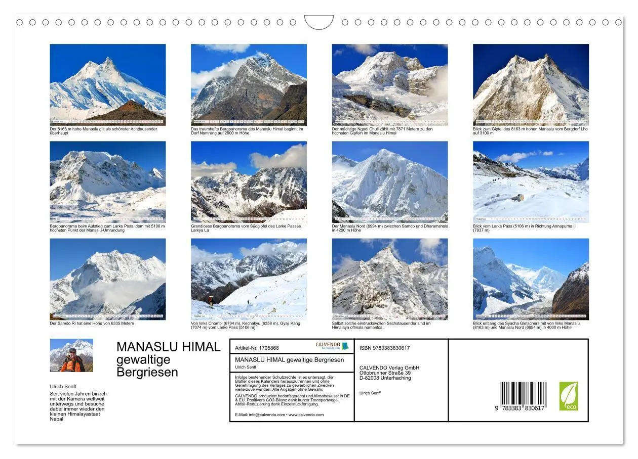 Bild: 9783383830617 | MANASLU HIMAL gewaltige Bergriesen (Wandkalender 2025 DIN A3 quer),...