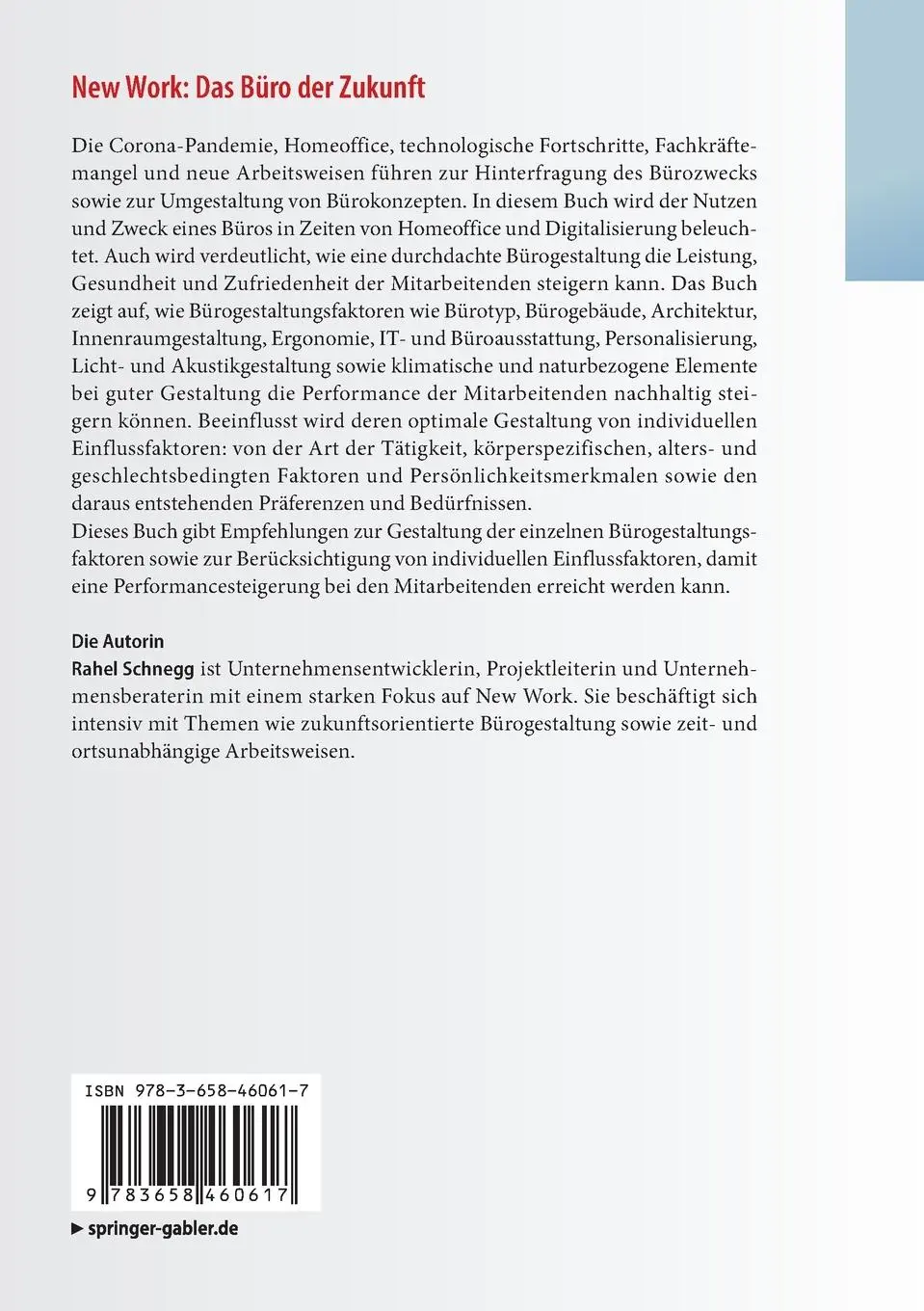 Rückseite: 9783658460617 | New Work: Das Büro der Zukunft | Rahel Schnegg | Taschenbuch | xiv