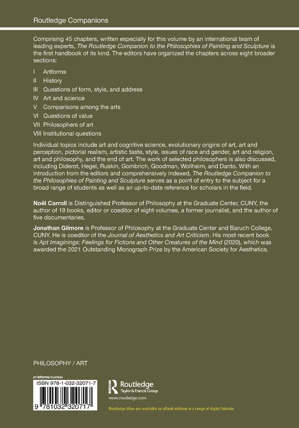 Rückseite: 9781032320717 | The Routledge Companion to the Philosophies of Painting and Sculpture