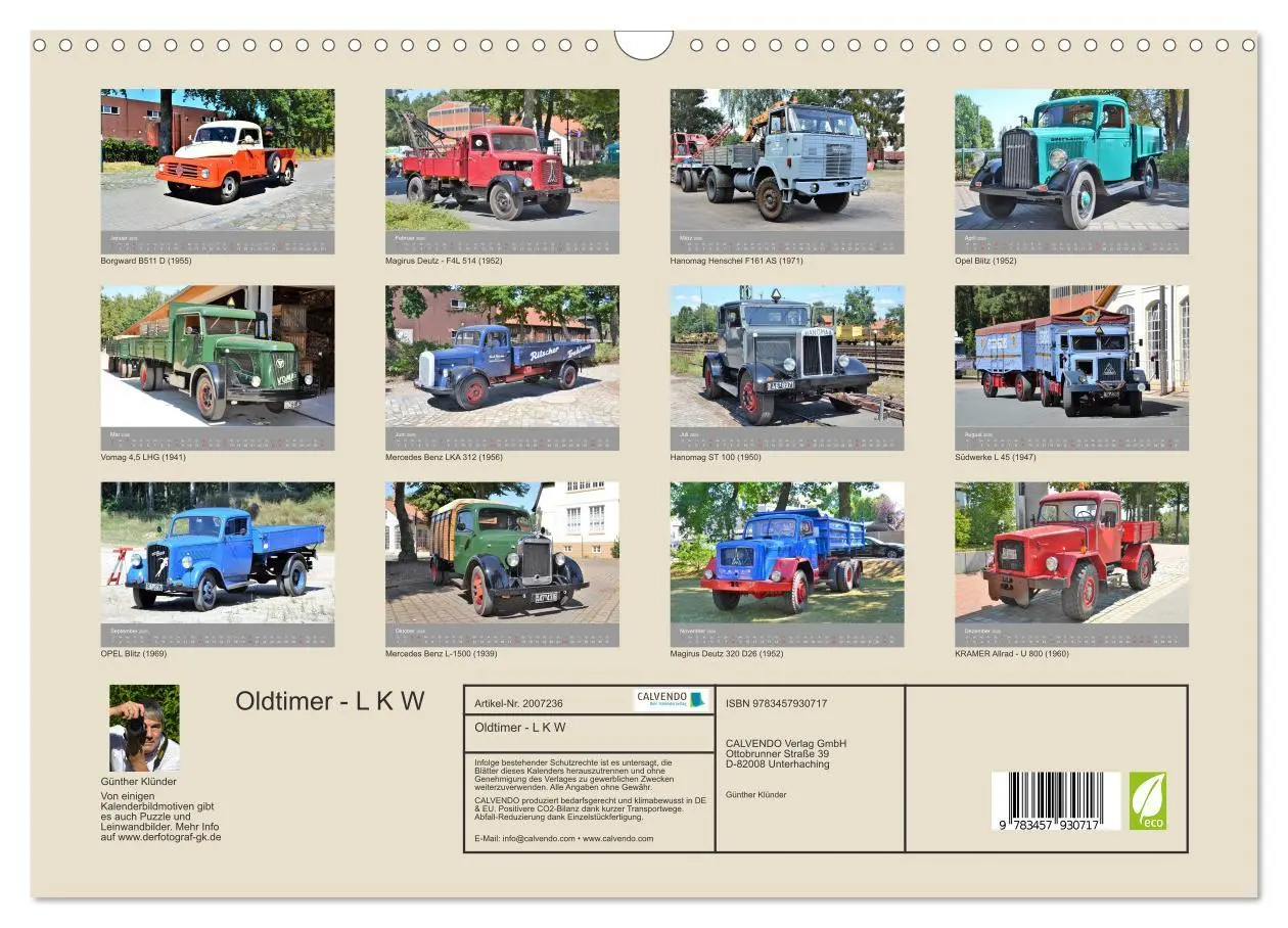 Bild: 9783457930717 | Oldtimer - L K W (Wandkalender 2026 DIN A3 quer), CALVENDO...