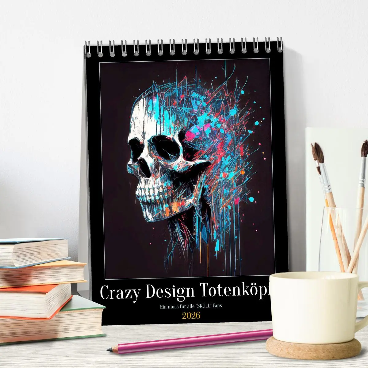 Bild: 9783516330717 | Crazy Design Totenköpfe (Tischkalender 2026 DIN A5 hoch), CALVENDO...