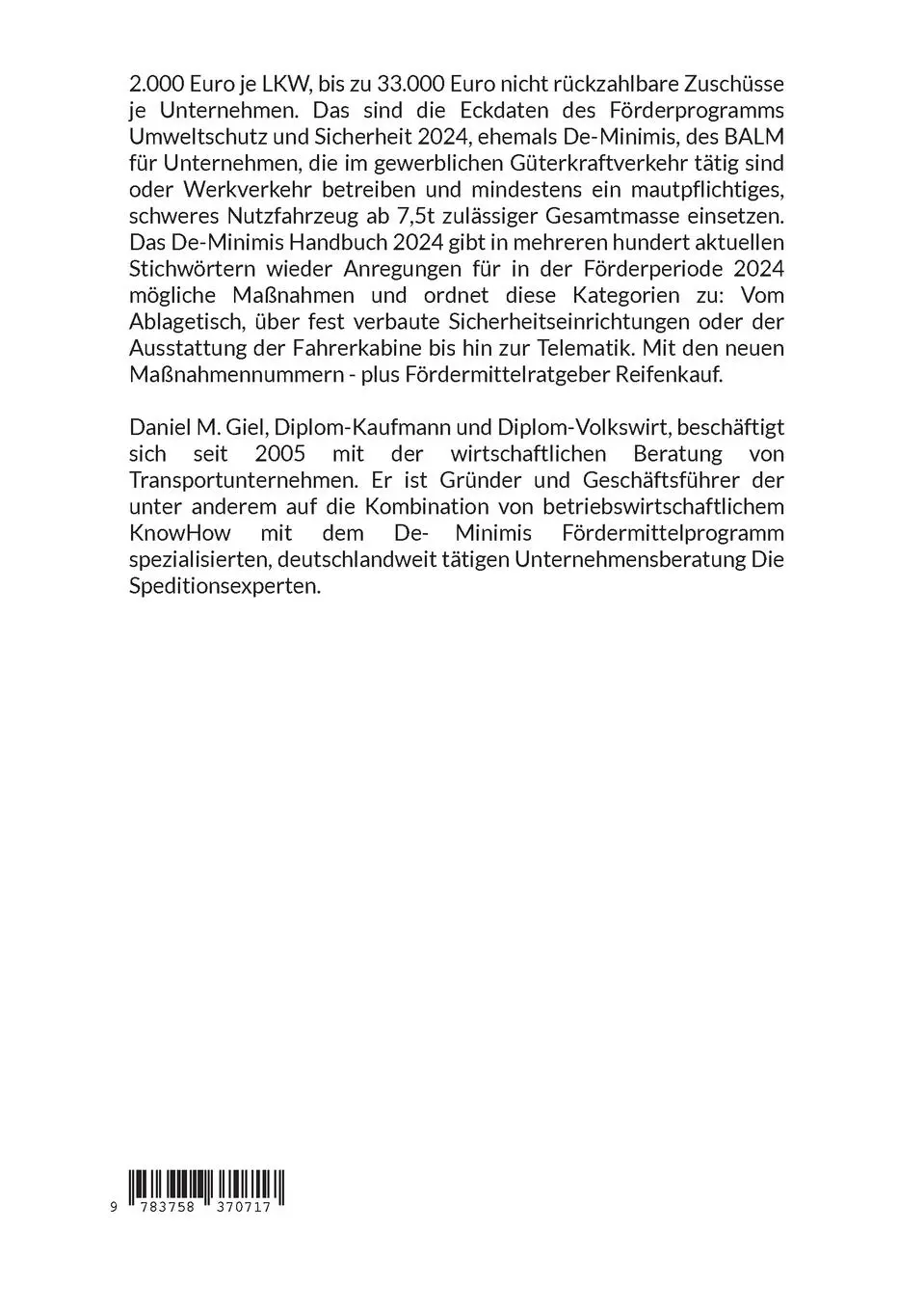 Rückseite: 9783758370717 | Das De-Minimis 2024 Handbuch | Daniel M. Giel | Taschenbuch | 304 S.