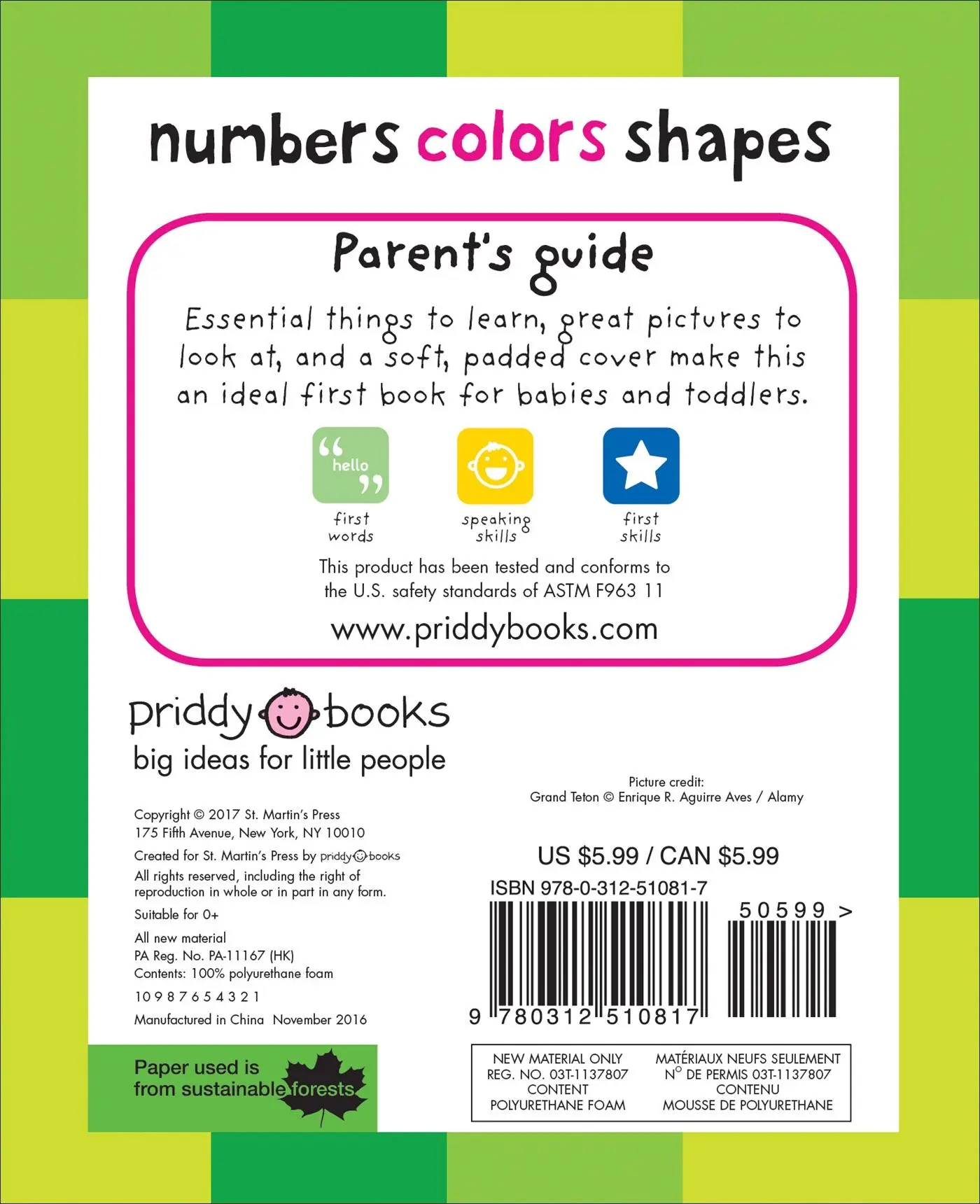 Rückseite: 9780312510817 | Numbers, Colors, Shapes | Roger Priddy | Buch | 24 S. | Englisch