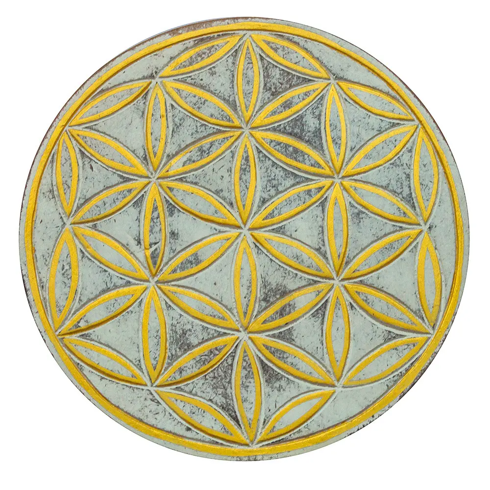 Wandornament "Saat des Lebens" MDF whitewashed/gold bemalt, 20 cm
