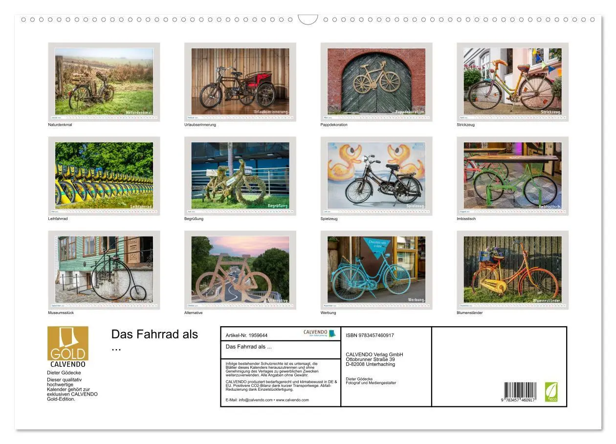 Bild: 9783457460917 | Das Fahrrad als ... (Wandkalender 2026 DIN A2 quer), CALVENDO...