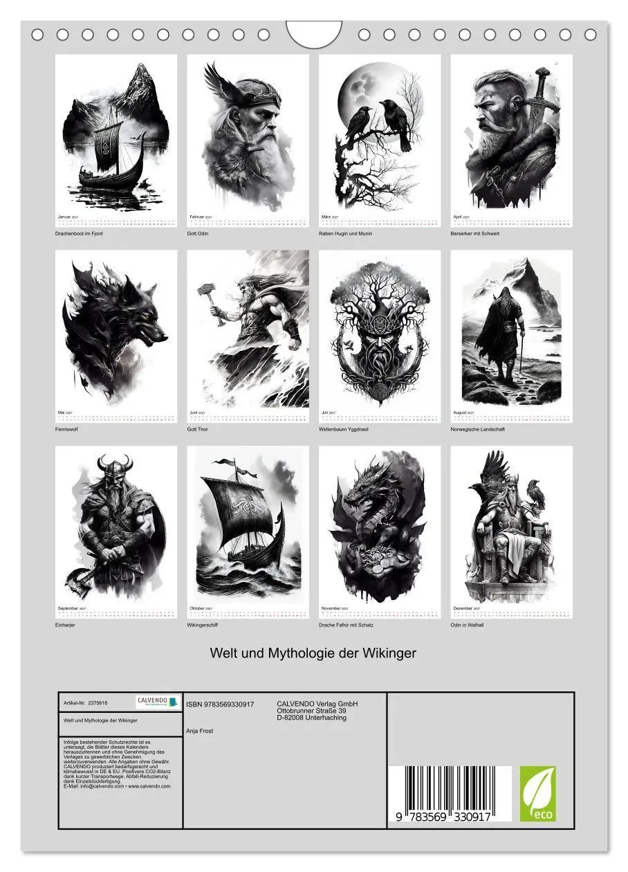 Bild: 9783569330917 | Welt und Mythologie der Wikinger (Wandkalender 2027 DIN A4 hoch),...