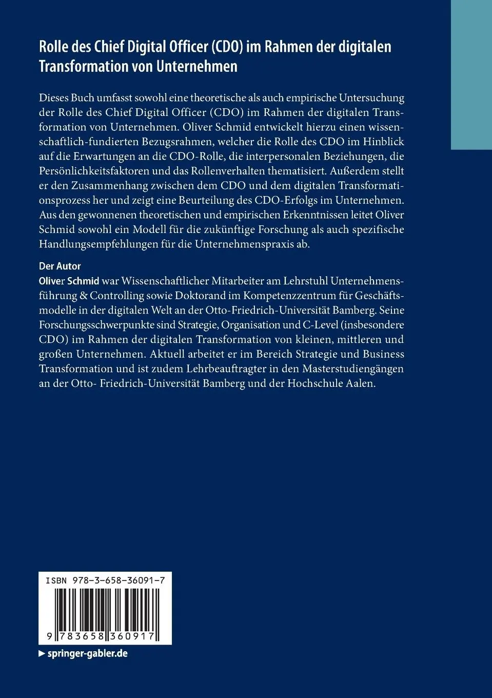 Rückseite: 9783658360917 | Rolle des Chief Digital Officer (CDO) im Rahmen der digitalen...