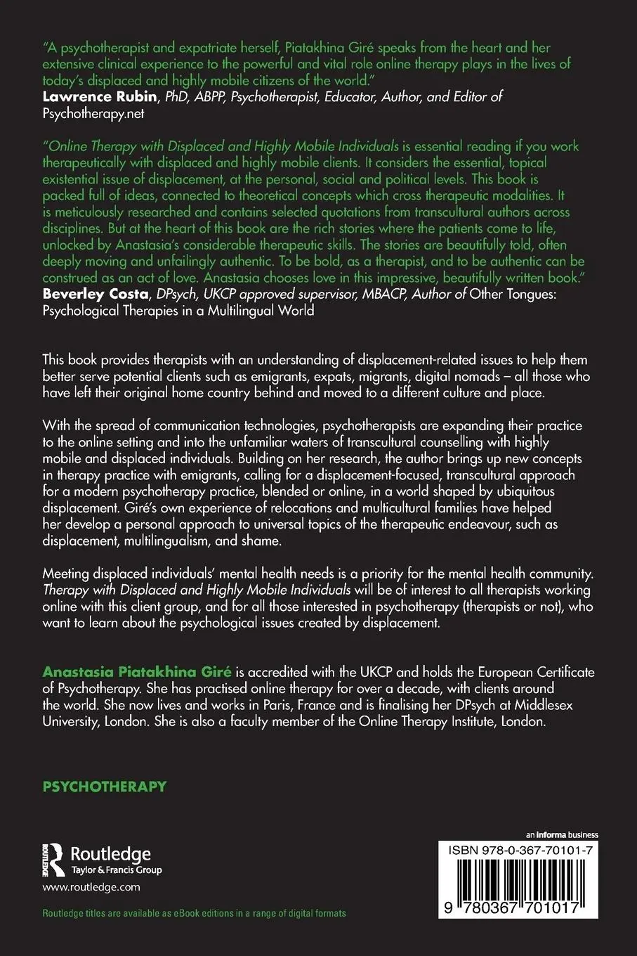 Rückseite: 9780367701017 | Therapy with Displaced and Highly Mobile Individuals | Giré | Buch