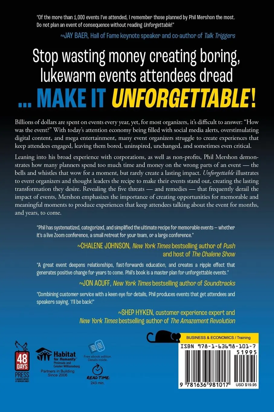 Rückseite: 9781636981017 | Unforgettable | The Art and Science of Creating Memorable Experiences