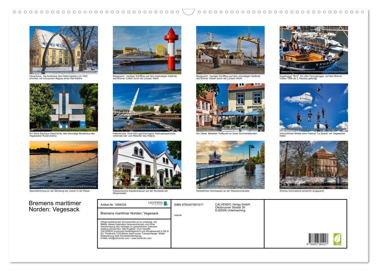 Bild: 9783457801017 | Bremens maritimer Norden: Vegesack (Wandkalender 2026 DIN A2 quer),...