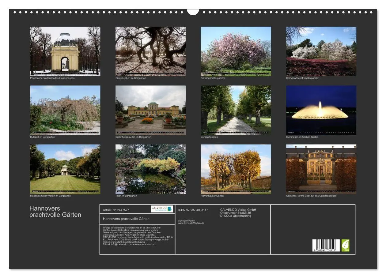 Bild: 9783594031117 | Hannovers prachtvolle Gärten (Wandkalender 2027 DIN A2 quer),...