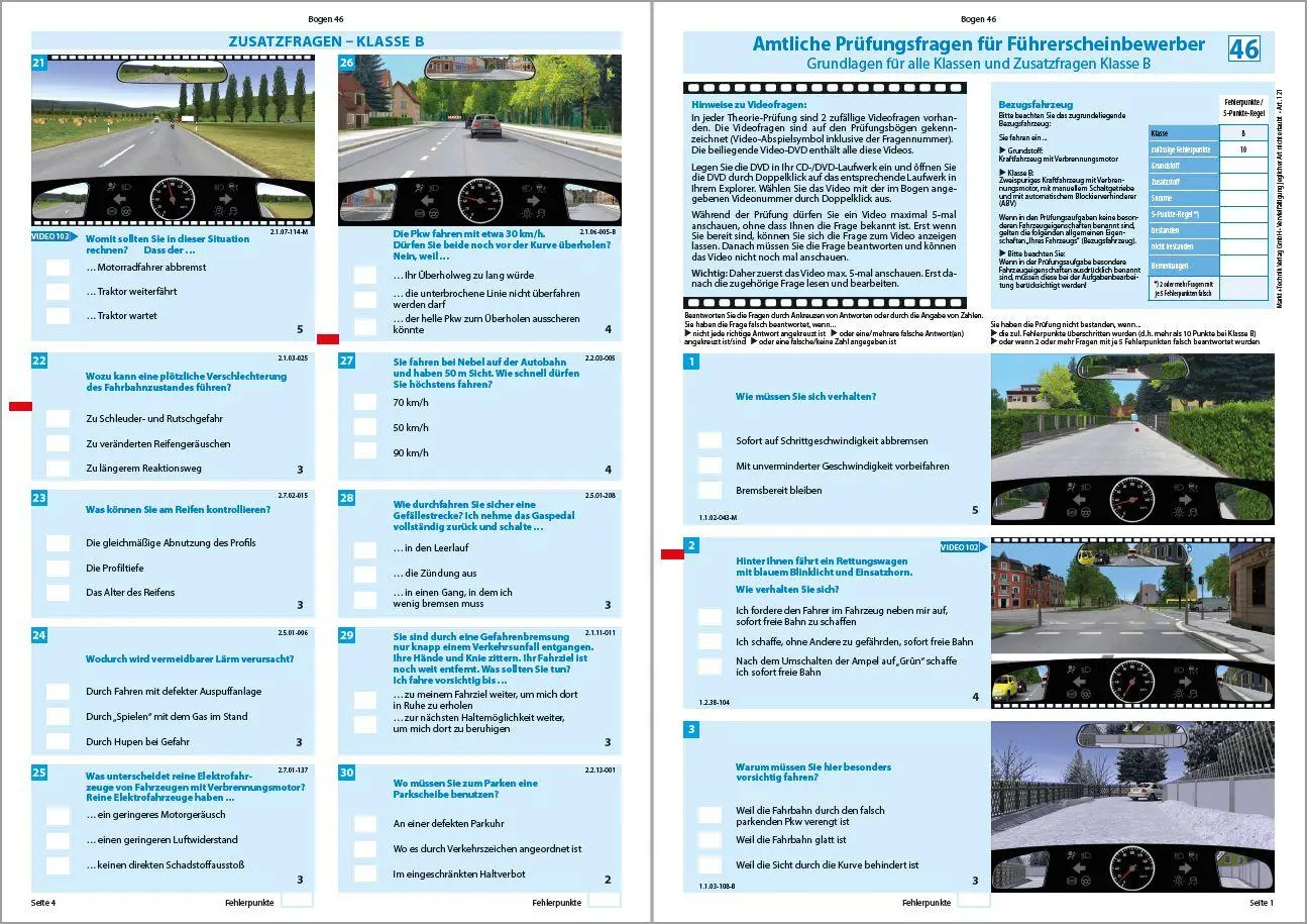 Bild: 9783959821117 | Führerschein Fragebogen Klasse B - Auto Theorieprüfung original...