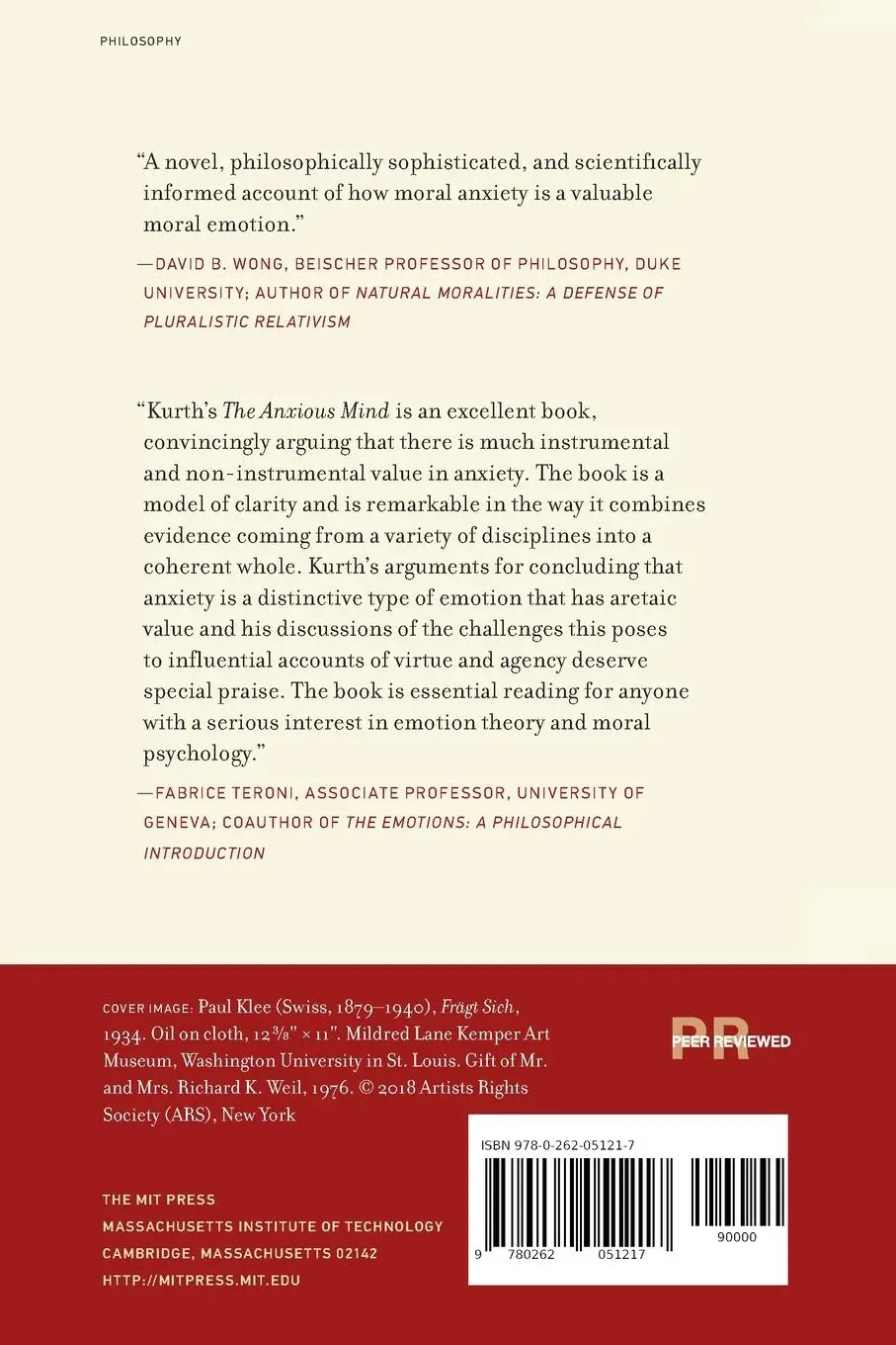 Rückseite: 9780262051217 | The Anxious Mind | Charlie Kurth | Taschenbuch | Englisch | 2025