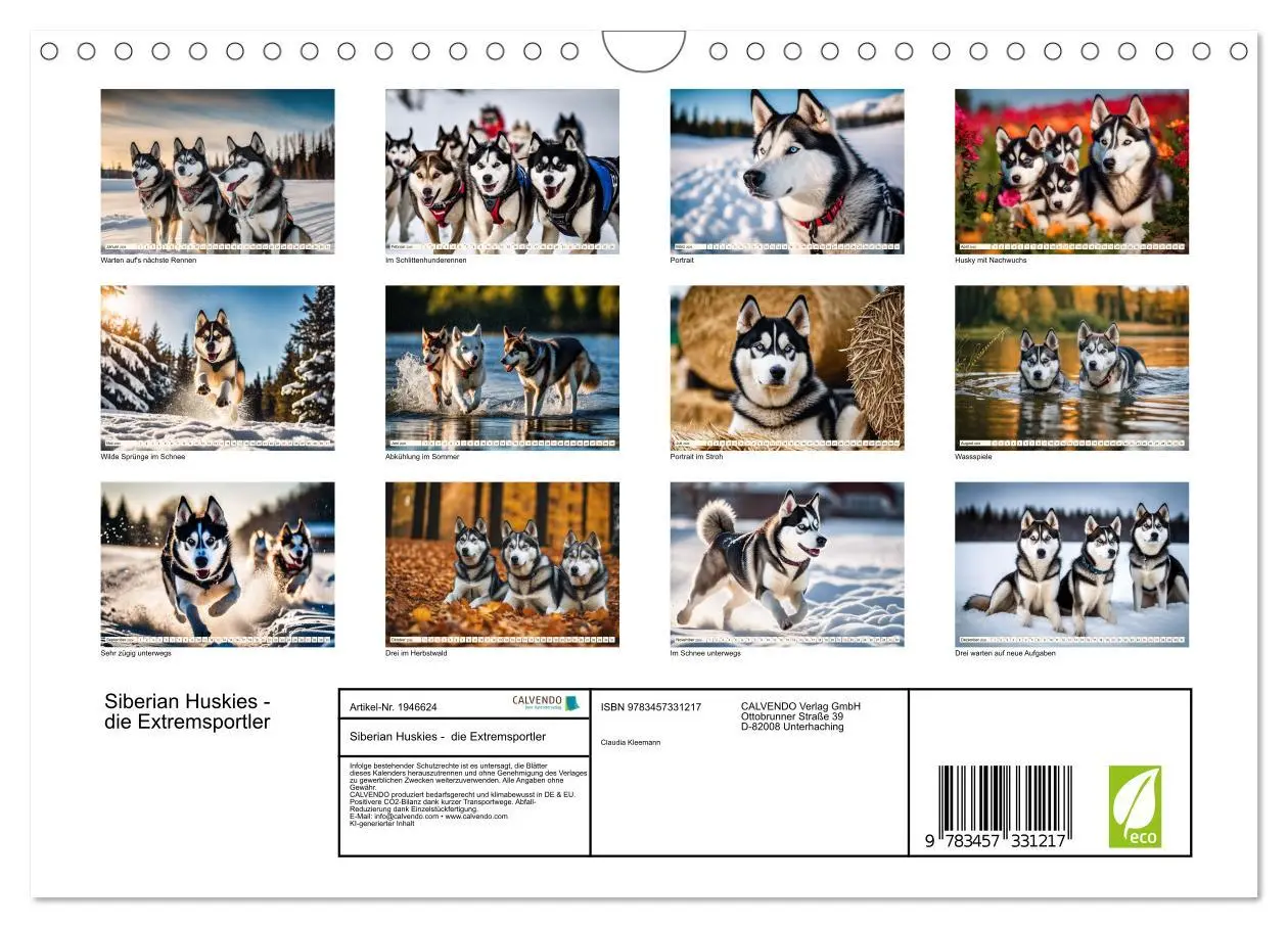 Bild: 9783457331217 | Siberian Huskies - die Extremsportler (Wandkalender 2026 DIN A4...