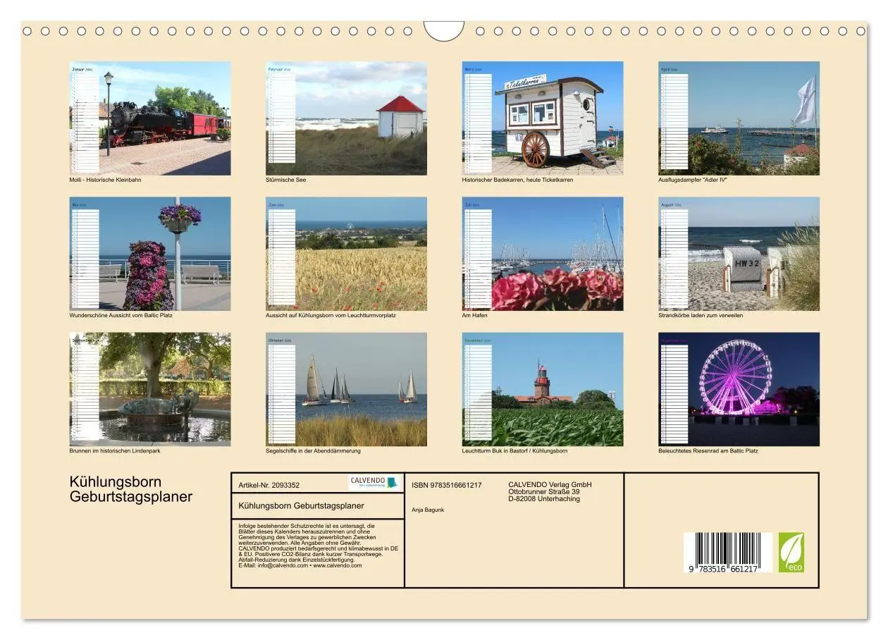 Bild: 9783516661217 | Kühlungsborn Geburtstagsplaner (Wandkalender 2026 DIN A3 quer),...