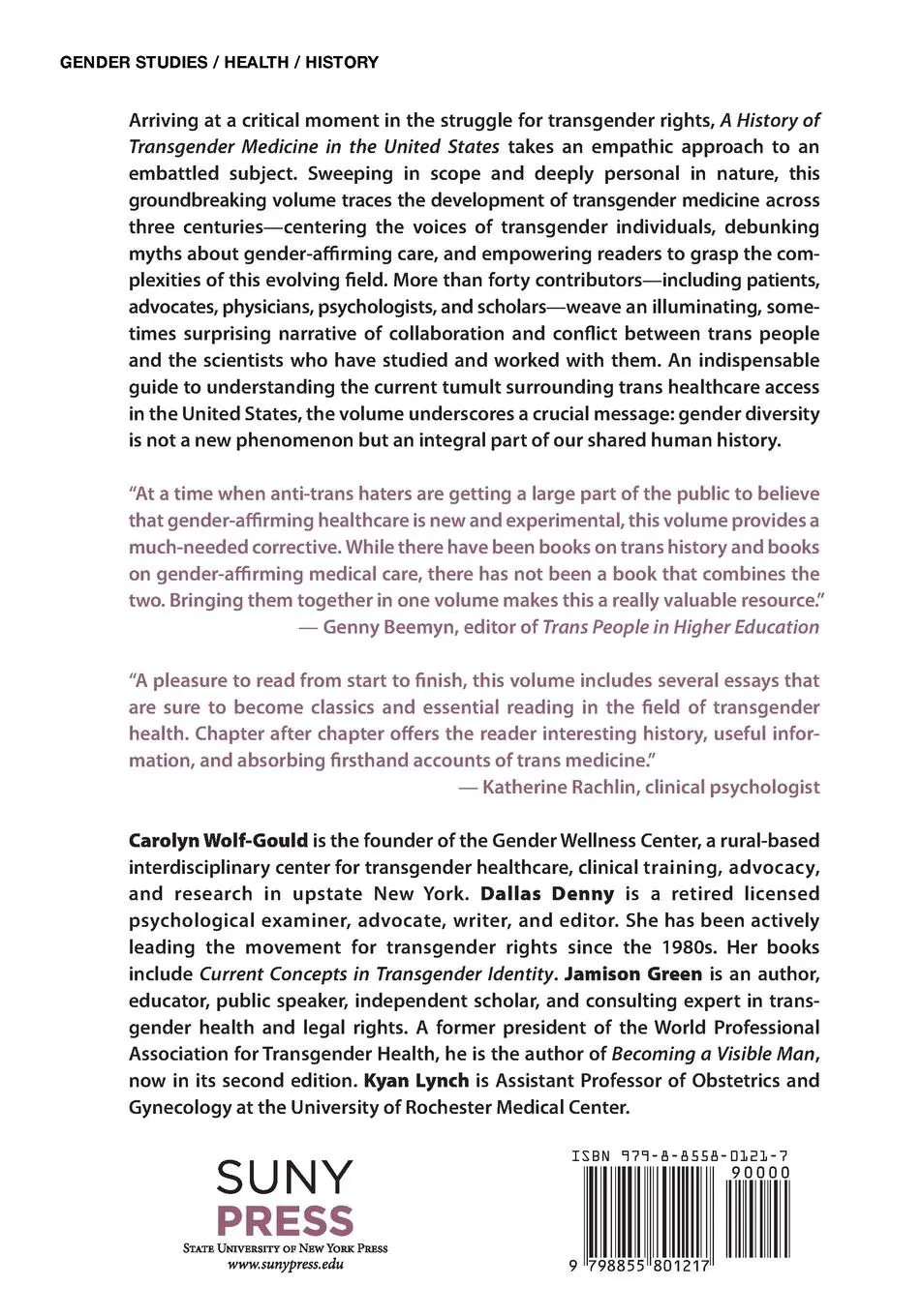 Rückseite: 9798855801217 | A History of Transgender Medicine in the United States | Taschenbuch
