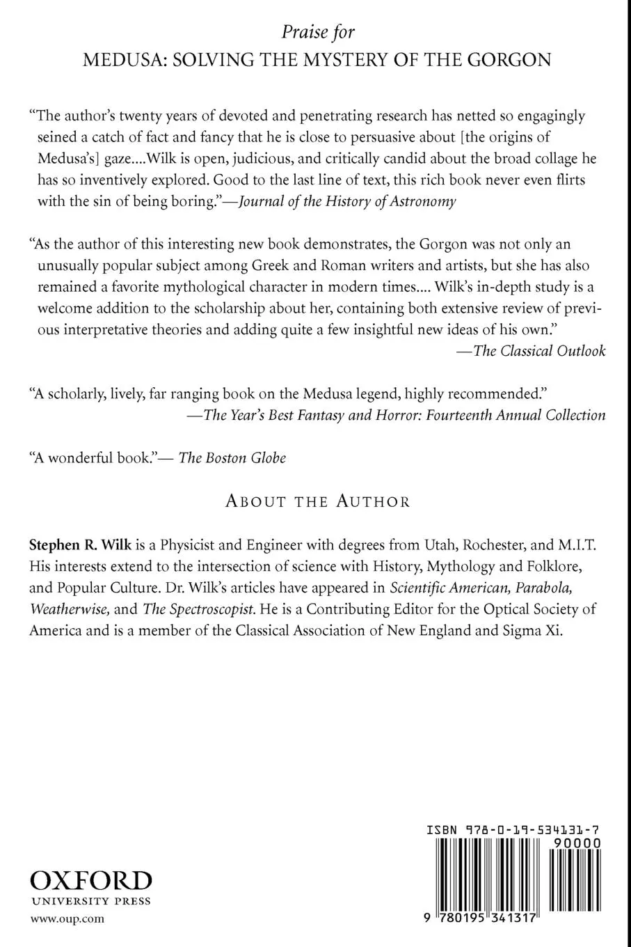 Rückseite: 9780195341317 | Medusa | Solving the Mystery of the Gorgon | Stephen R. Wilk | Buch