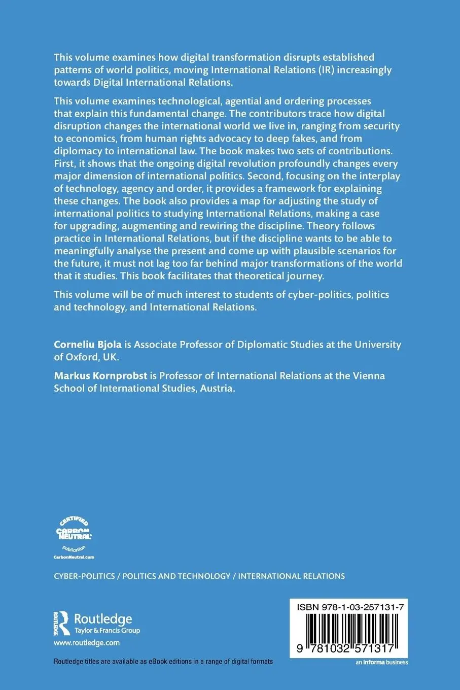 Rückseite: 9781032571317 | Digital International Relations | Technology, Agency and Order | Buch