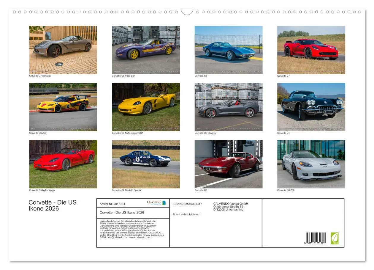 Bild: 9783516031317 | Corvette - Die US Ikone 2026 (Wandkalender 2026 DIN A2 quer),...