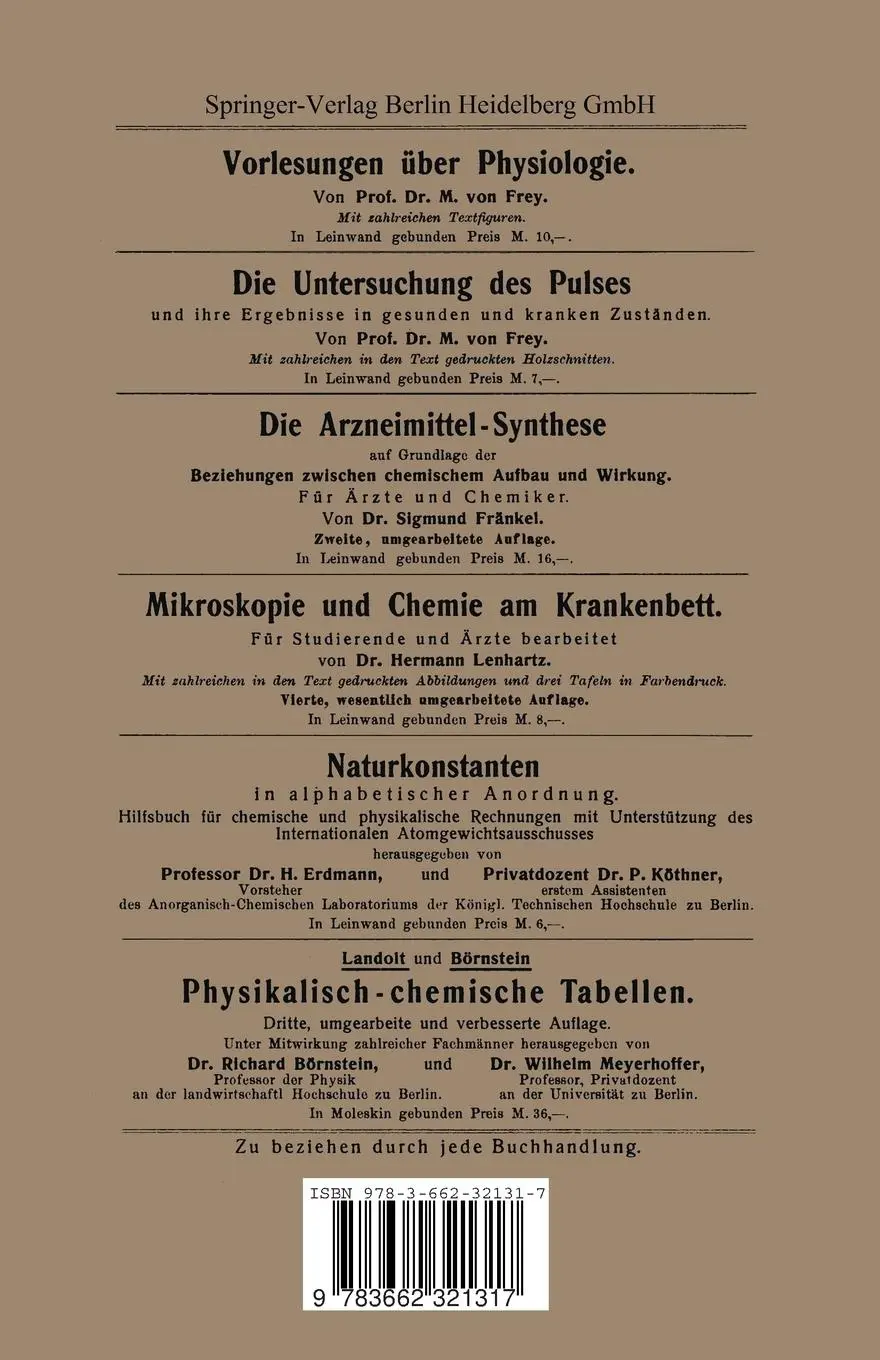 Rückseite: 9783662321317 | Geschmack und Geruch | Wilhelm Sternberg | Taschenbuch | viii