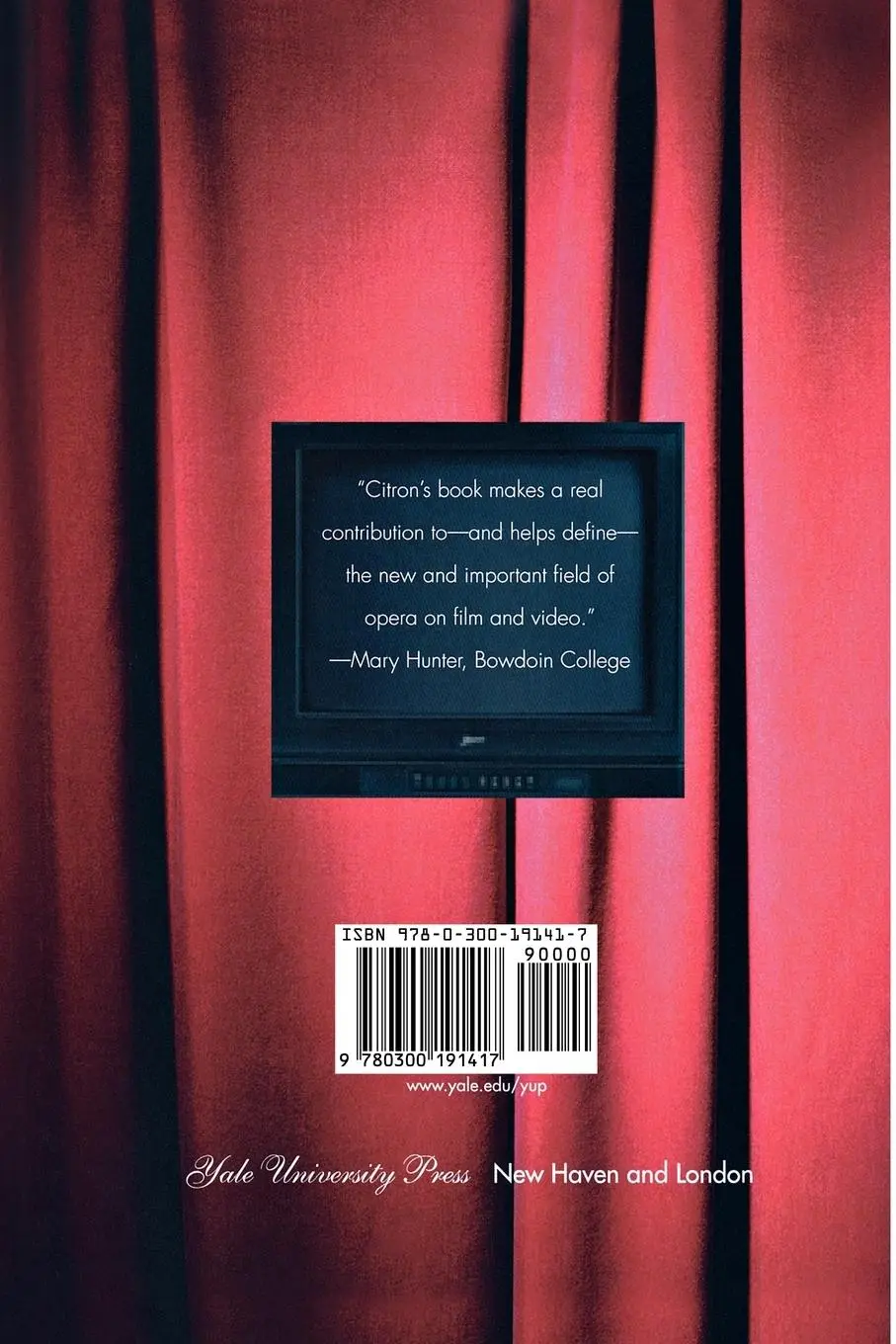 Rückseite: 9780300191417 | Opera on Screen | Marcia J. Citron | Taschenbuch | Englisch | 2012