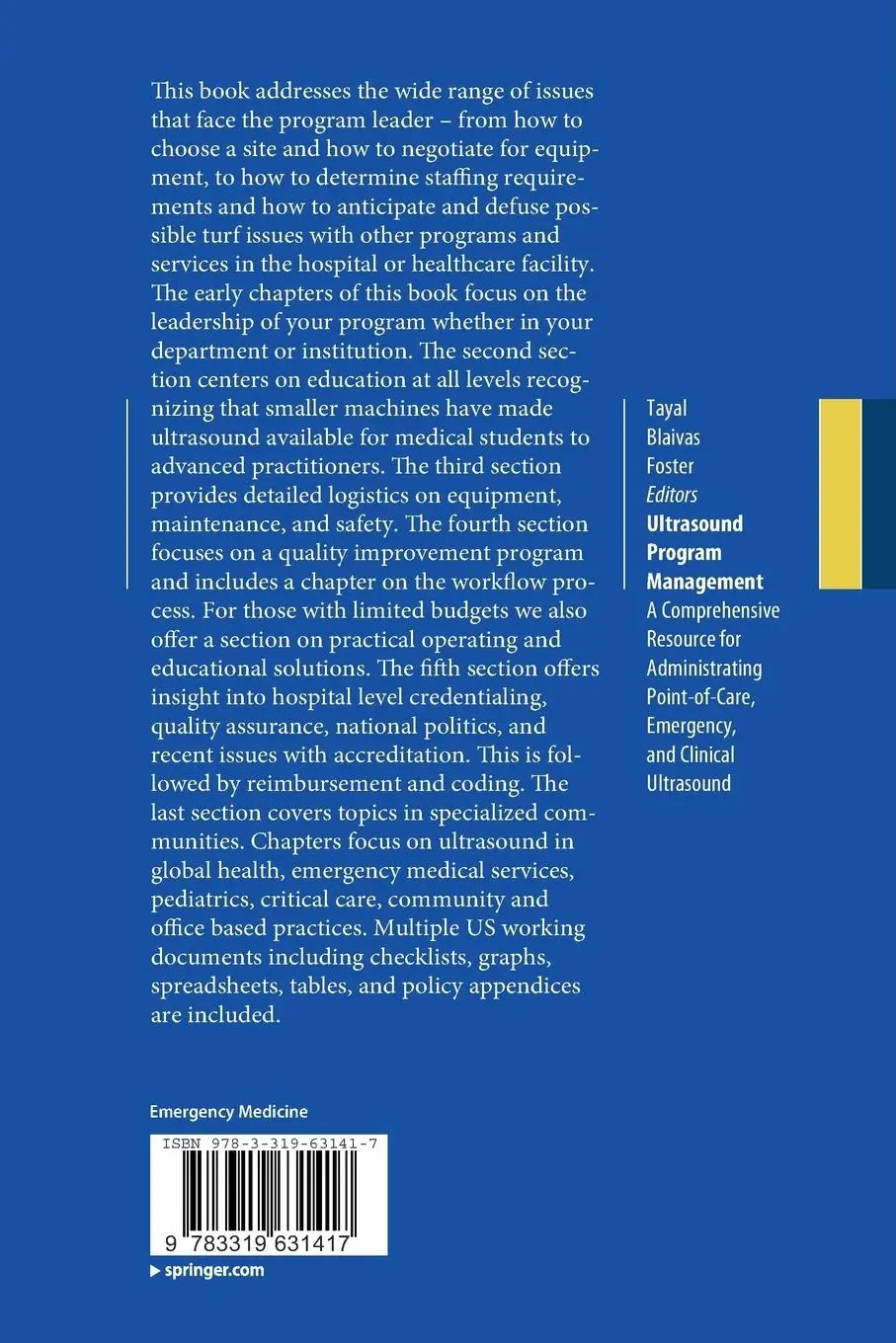 Rückseite: 9783319631417 | Ultrasound Program Management | Vivek S. Tayal (u. a.) | Taschenbuch