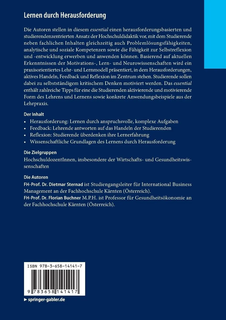 Rückseite: 9783658141417 | Lernen durch Herausforderung | Florian Buchner (u. a.) | Taschenbuch