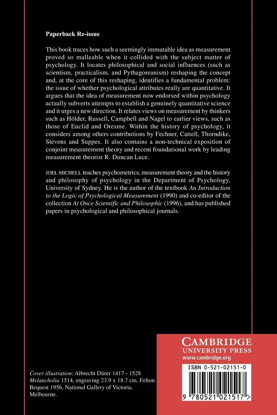 Rückseite: 9780521021517 | Measurement in Psychology | Joel Michell | Taschenbuch | Englisch