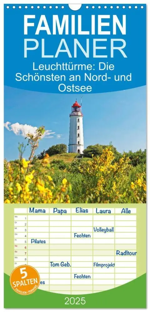 Cover: 9783457091517 | Familienplaner 2025 - Leuchttürme: Die Schönsten an Nord- und...