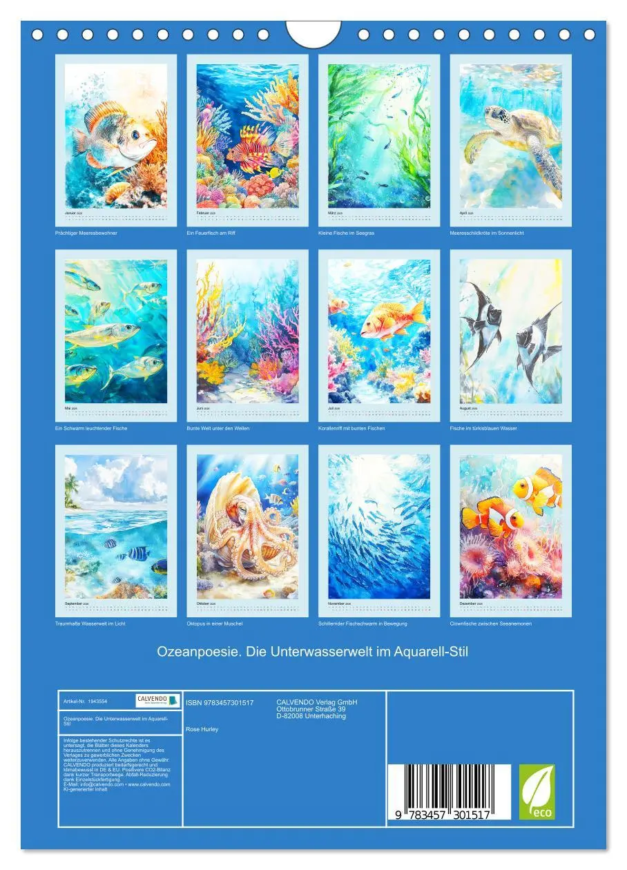 Bild: 9783457301517 | Ozeanpoesie. Die Unterwasserwelt im Aquarell-Stil (Wandkalender...
