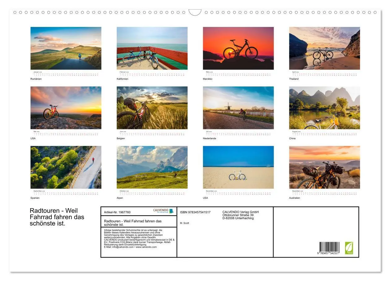 Bild: 9783457541517 | Radtouren - Weil Fahrrad fahren das schönste ist. (Wandkalender...