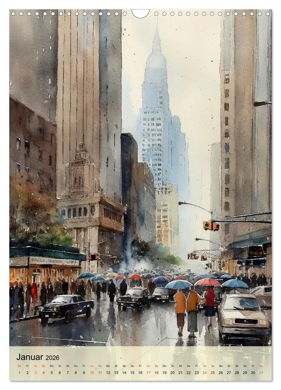 Bild: 9783516321517 | New York - ein Regentag (Wandkalender 2026 DIN A3 hoch), CALVENDO...