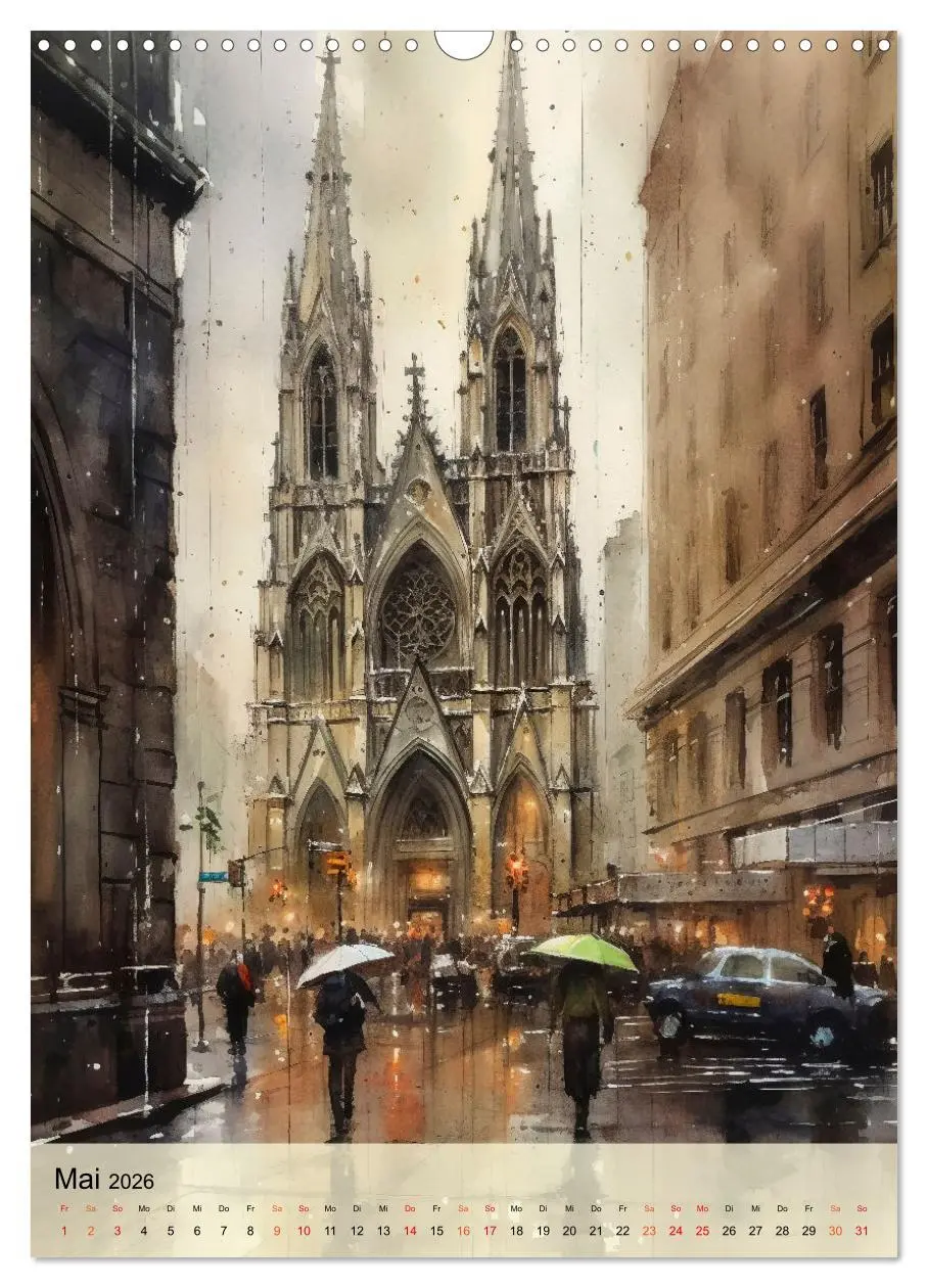 Bild: 9783516321517 | New York - ein Regentag (Wandkalender 2026 DIN A3 hoch), CALVENDO...