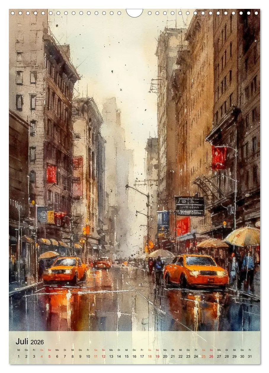 Bild: 9783516321517 | New York - ein Regentag (Wandkalender 2026 DIN A3 hoch), CALVENDO...