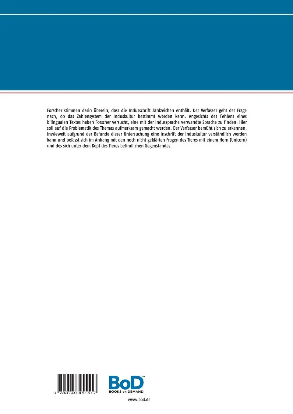 Rückseite: 9783749451517 | Induskultur | Zahlen Sprachen Schrift | Tapan Kumar Das Gupta | Buch