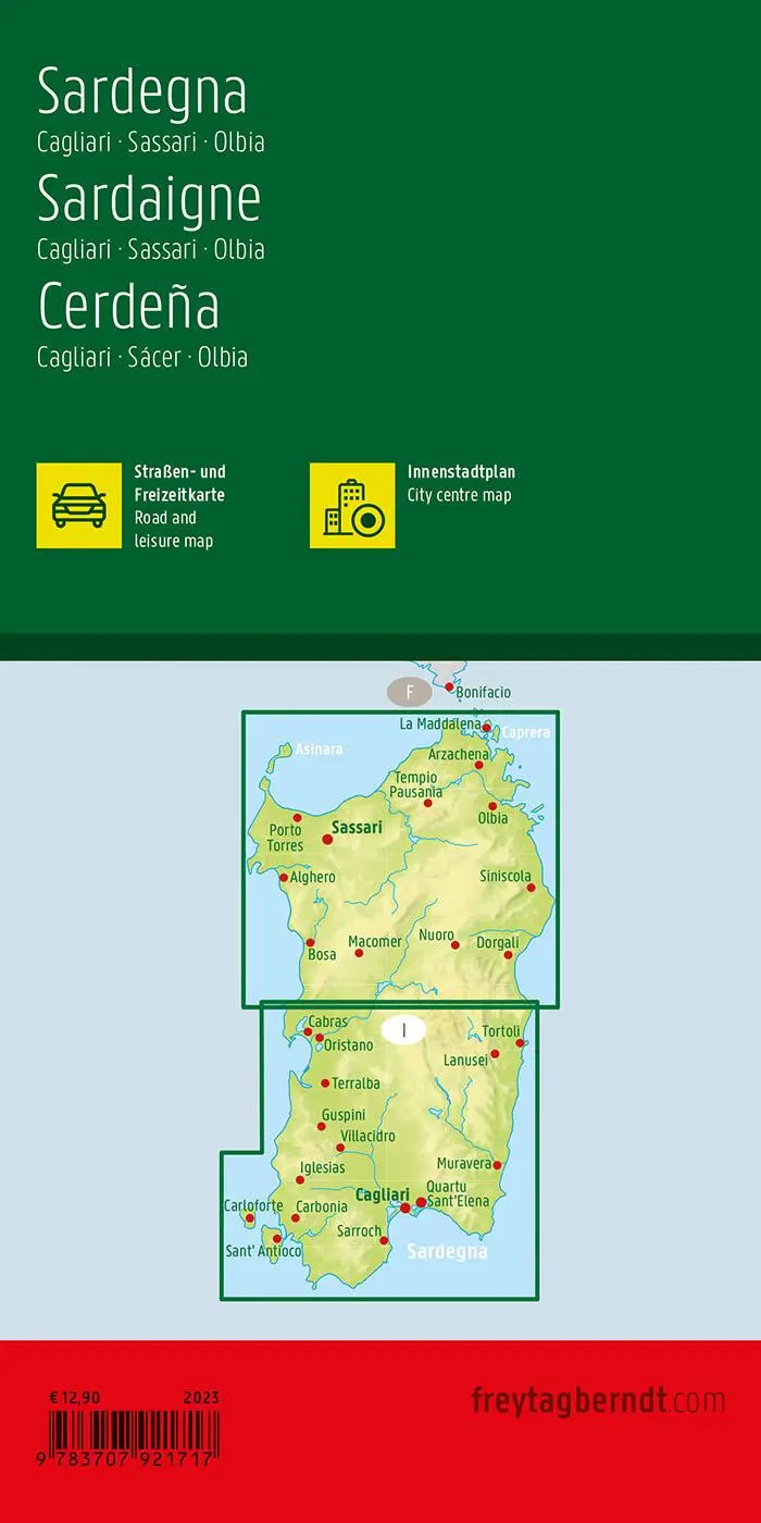 Rückseite: 9783707921717 | Sardinien, Straßen- und Freizeitkarte 1:150.000, freytag &amp; berndt