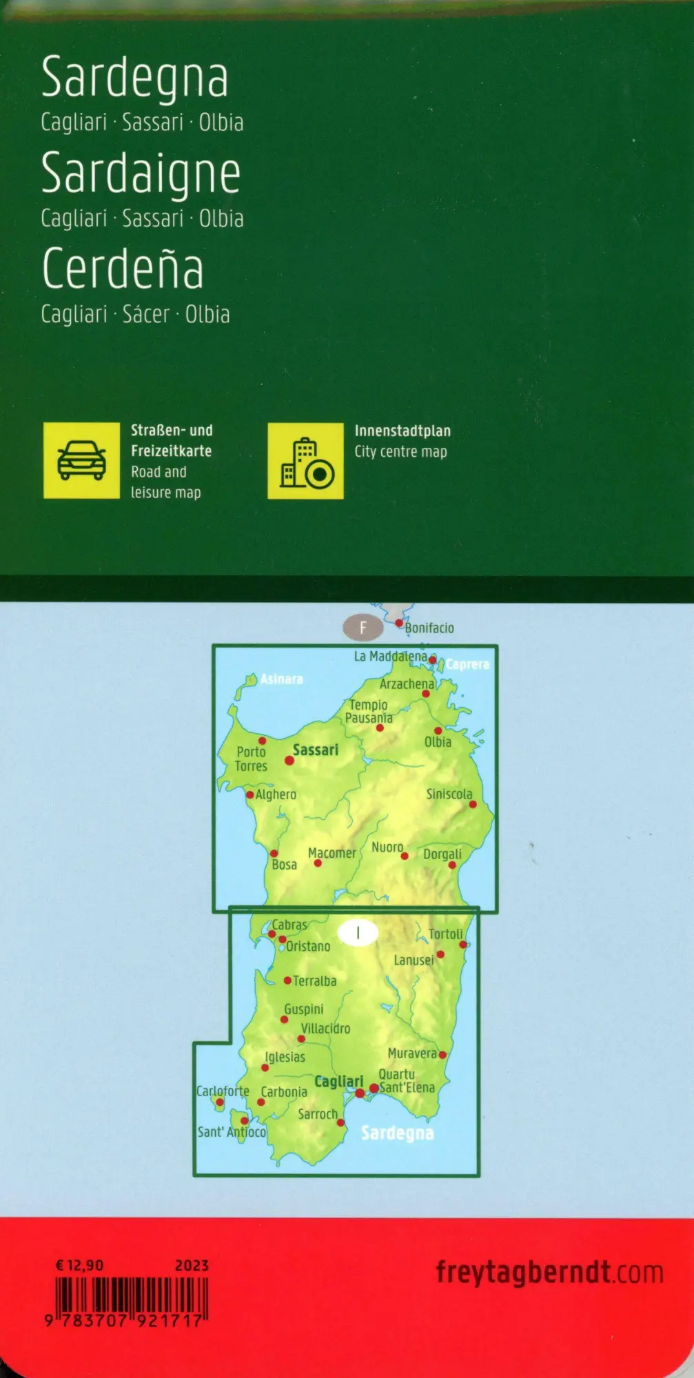 Bild: 9783707921717 | Sardinien, Straßen- und Freizeitkarte 1:150.000, freytag &amp; berndt