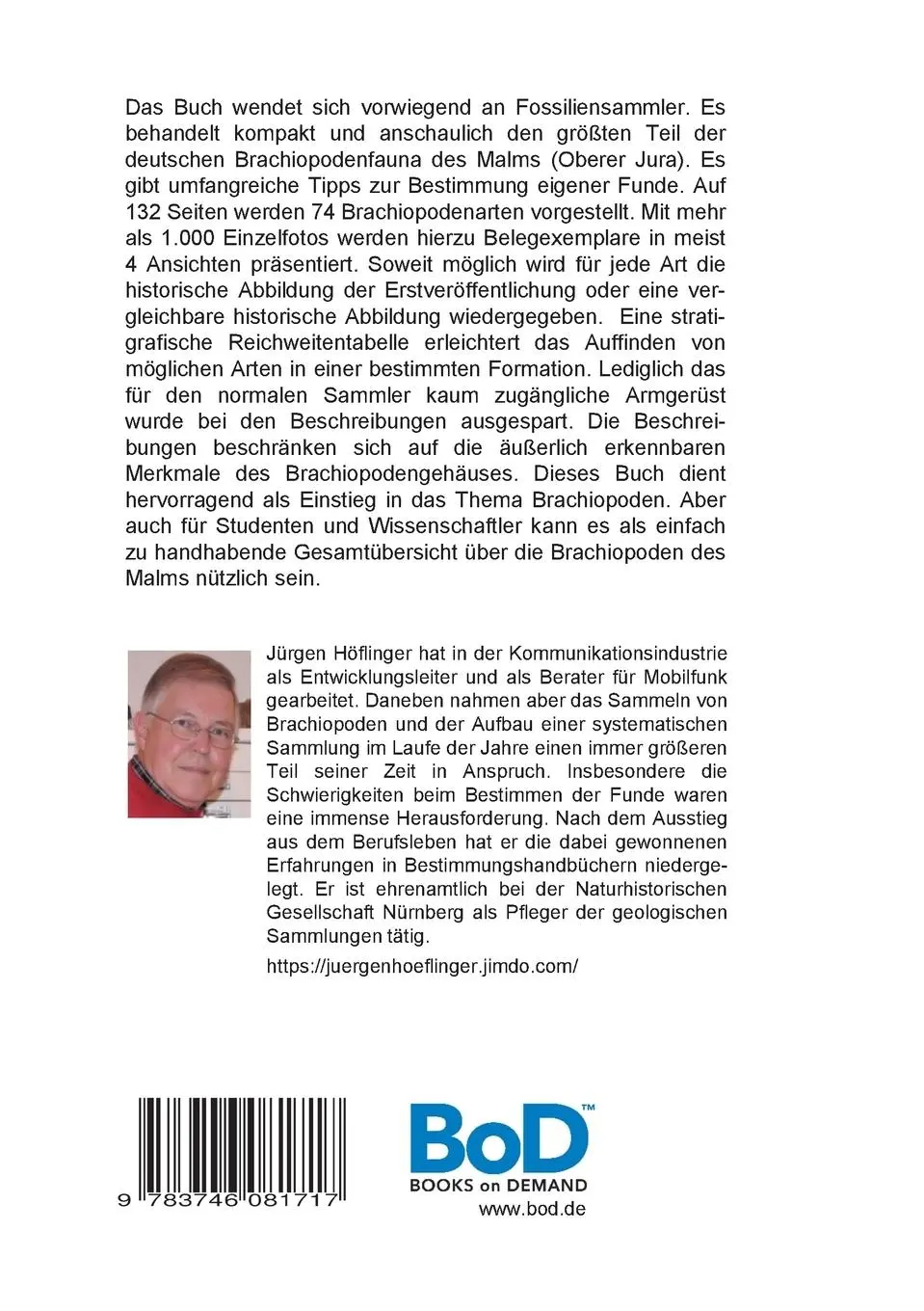 Rückseite: 9783746081717 | Die Brachiopoden des deutschen Malm | Bestimmungstipps für Sammler
