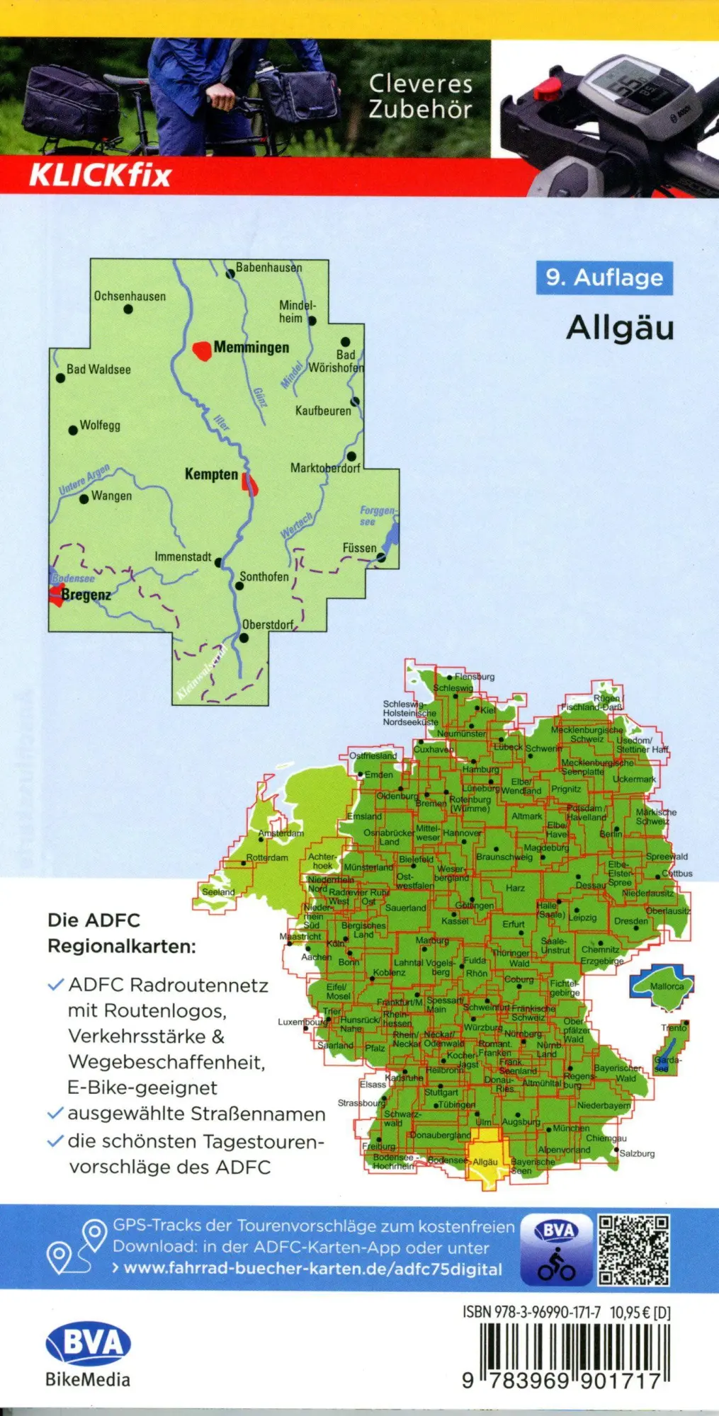 Bild: 9783969901717 | ADFC-Regionalkarte Allgäu 1:75.000, mit Tagestourenvorschlägen,...