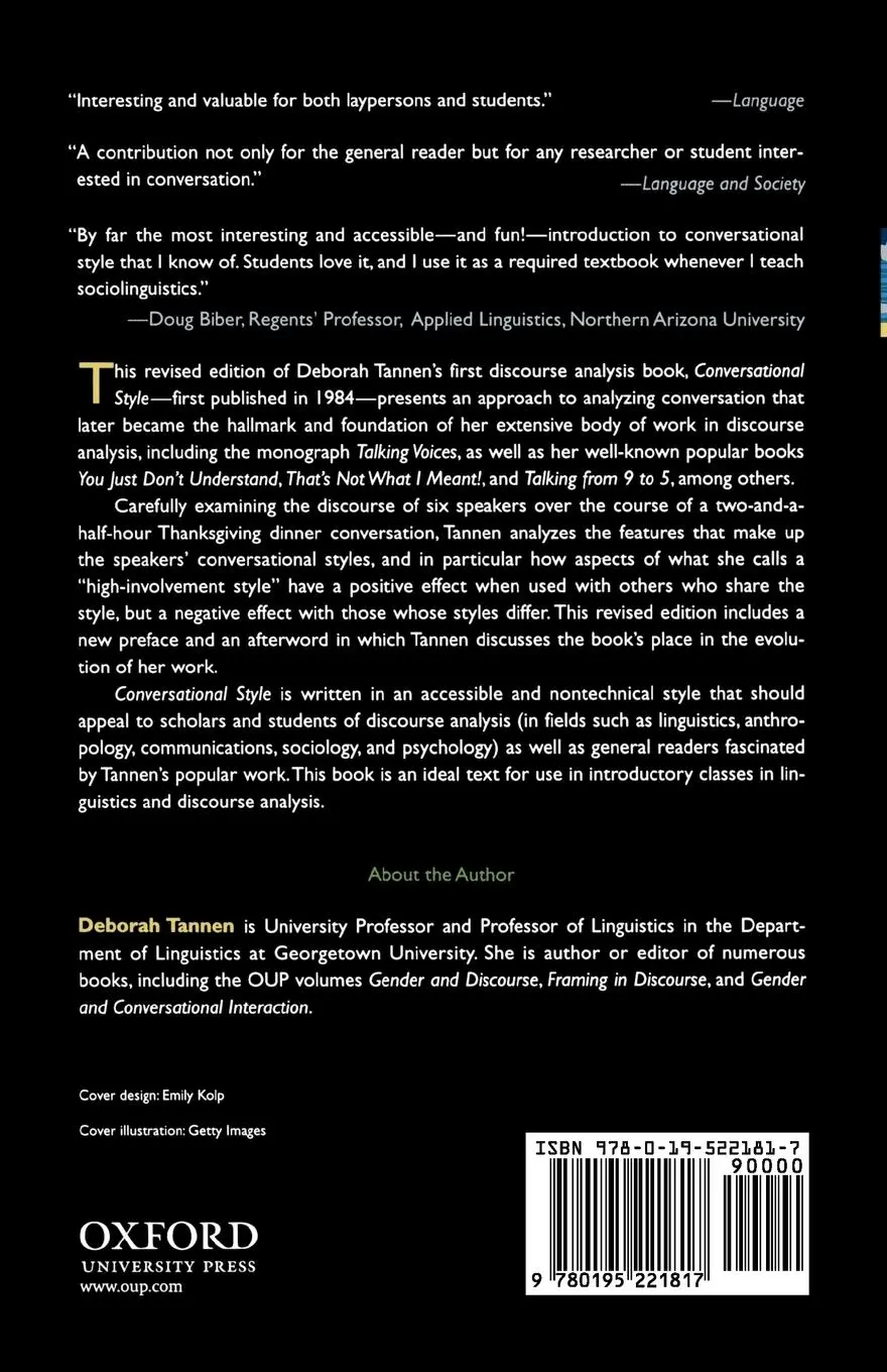 Rückseite: 9780195221817 | Conversational Style | Deborah Tannen | Taschenbuch | Englisch | 2005