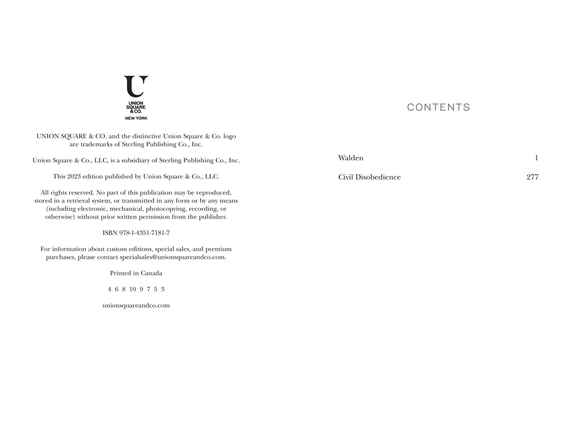 Bild: 9781435171817 | Walden and Civil Disobedience | Henry David Thoreau | Taschenbuch