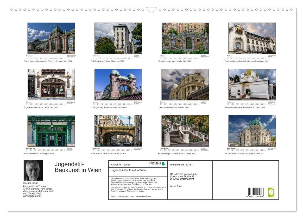 Bild: 9783457821817 | Jugendstil-Baukunst in Wien (Wandkalender 2026 DIN A2 quer),...