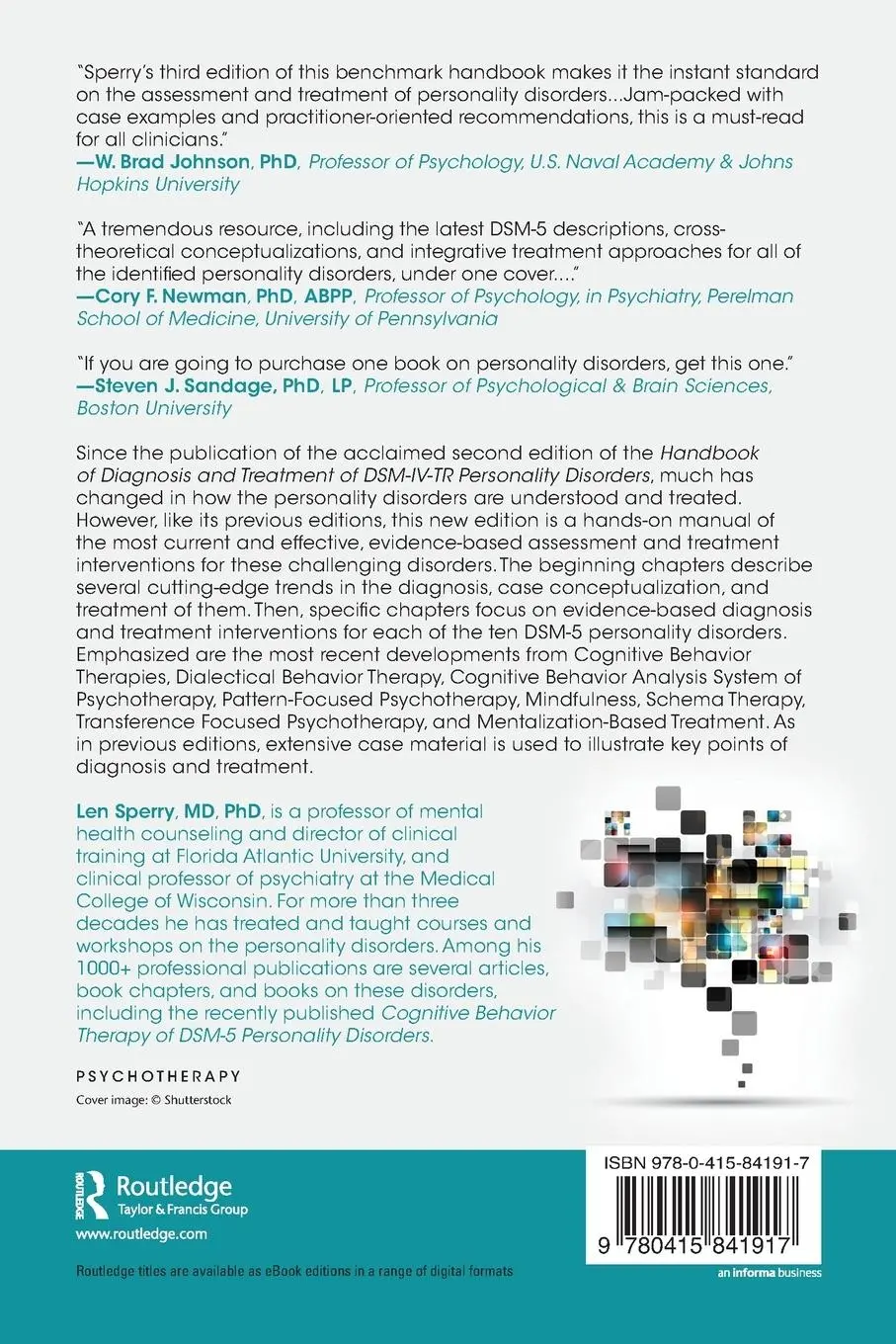 Rückseite: 9780415841917 | Handbook of Diagnosis and Treatment of DSM-5 Personality Disorders