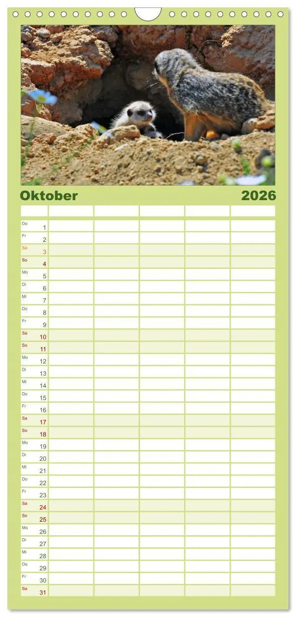 Bild: 9783516521917 | Familienplaner 2026 - Erdmännchens Kinderstube mit 5 Spalten...