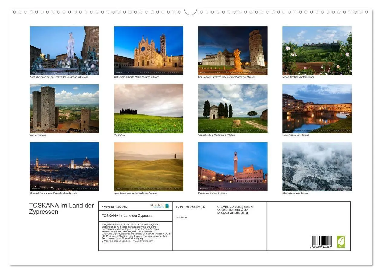 Bild: 9783594121917 | TOSKANA Im Land der Zypressen (Wandkalender 2027 DIN A2 quer),...