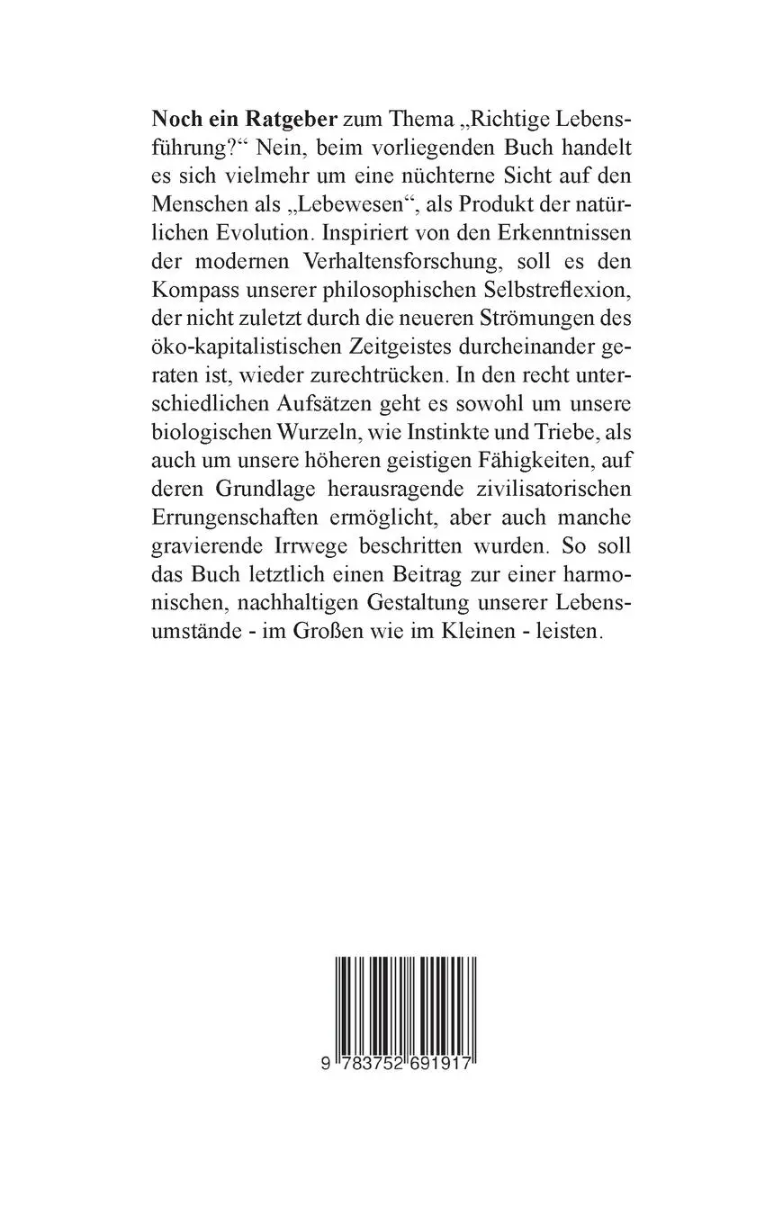 Rückseite: 9783752691917 | Verhaltens-Philosophie | Essays über das Menschsein | Peter W. Richter